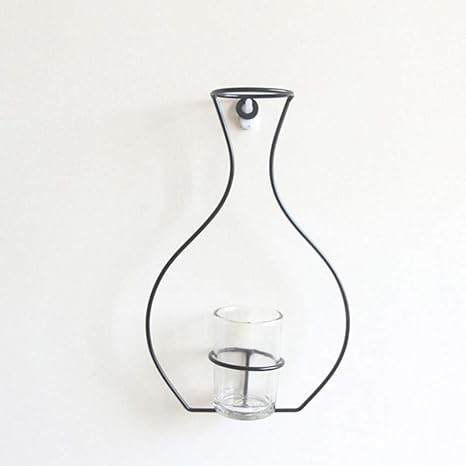 Amazon Co Jp 花瓶 Gblhm Vase ホームアートノルディックスタイルの鉄フレーム花瓶壁掛け植物乾燥花ラックボトルdiy装飾棚 A 01 ホーム キッチン