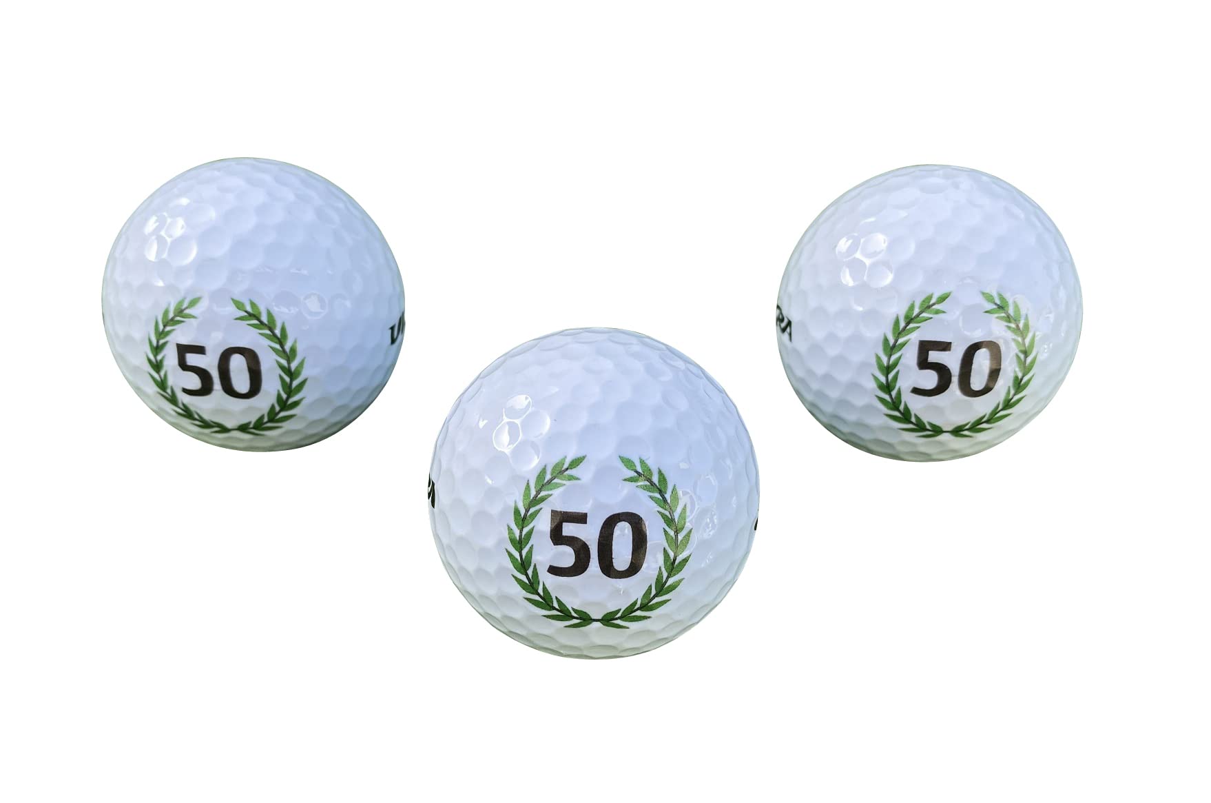 LL-Golf ® Set of 3 50th birthday golf balls with Happy Birthday motif in a gift box/golf birthday gift idea