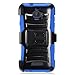 Tempered Glass+2Layer Rugged Case Cover w/Holster Belt Clip for Coolpad Catalyst 3622a Phone (Black on Blue)