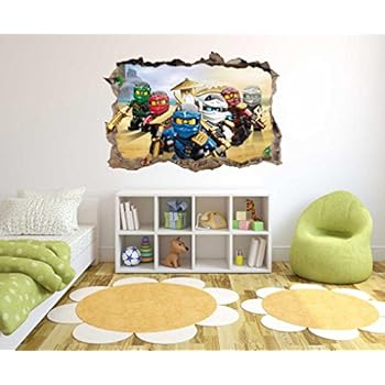 Ninjago Series - 3D Smashed Wall Effect - Wall Decal for Home Nursery Decoration (Wide 30