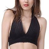 Wink Gal Women's Halter Bra Full Cover Racerback Floral Lace Bralette Cropped Tops