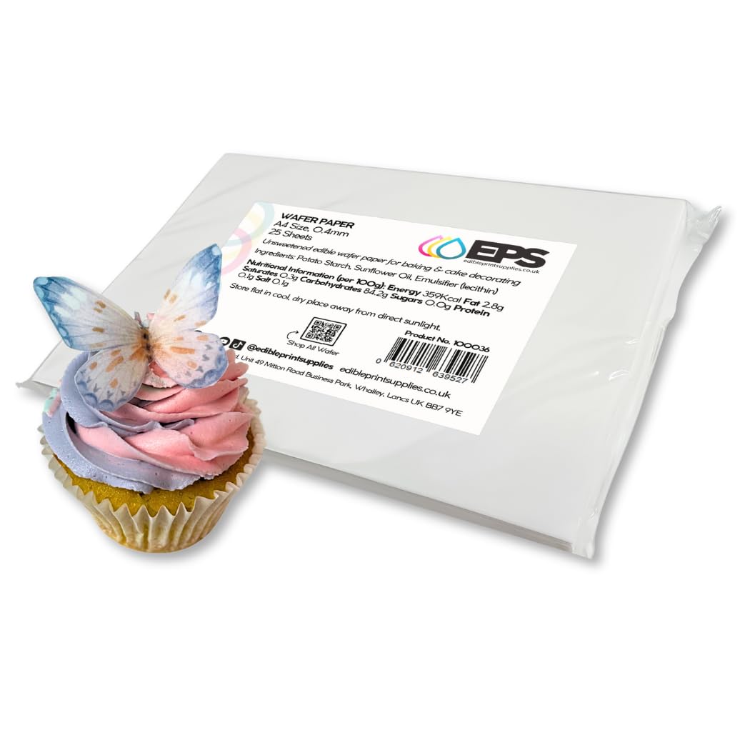 EPS Edible Wafer Potato Starch Paper Pack 25 plain white A4 sheets