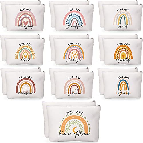 Coume 20 Pcs Employee Inspirational Canvas Makeup Bag Bulk for Women Rad Tech Week Perioperative Nurse Practitioner Gift Cosmetic Bag Zipper Travel Toiletry Pouch for Women Friend(Rainbow)