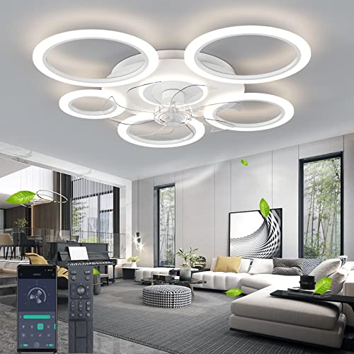 DIDADIDA 90cm(35,43“) Deckenventilator mit Beleuchtung, stummes Deckenlicht mit Fernbedienung, 70W dimmbare Deckenleuchte mit Lüftungstimer mit Ventil