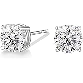 EAMTI 1 Carat 925 Sterling Silver Cubic Zirconia Stud Earrings for Women Round Cut CZ Stud Small Cute Earrings Hypoallergenic (1ct-circular cut)