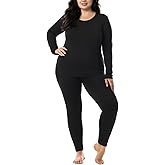 HOdo Plus Size Thermal Underwear Women Long Johns Fleece Lined Base Layer Top and Bottom Sets 1X-5X