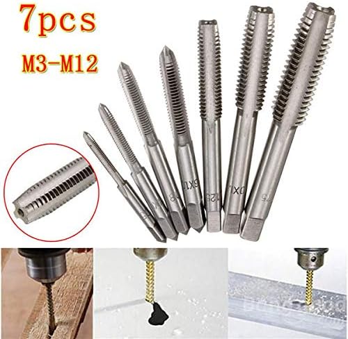 VISHWASAI M3 to M12 Metric HSS Right Hand Thread Tap Set Metric Plug Tap Drill Bits 7pcs