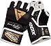 RDX MMA Gloves for Grappling Martial Arts, Open Palm Genuine Cowhide Leather, Padded Sparring Mitts for Kickboxing, Muay Thai Cage Fight, Punching Bag, Combat and Speedball Training