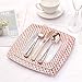WDF 125PCS Rose Gold Plastic Plates with Disposable Plastic Silverware,Diamond Square Plastic Tableware include 25 Dinner Plates,25 Salad Plates,25 Forks, 25 Knives, 25 Spoons