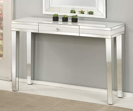 Inde Gallery Mirrored Console Table With Drawer 48 W X 15 D X 30