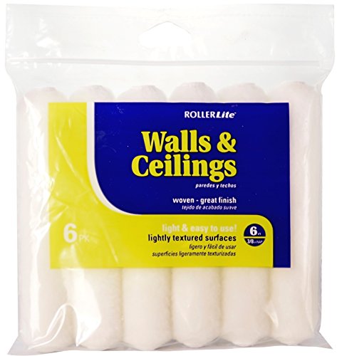 6WV038-6 6" x 3/8" Velvet Dralon Woven Mini Roller Covers (6 Pack), White