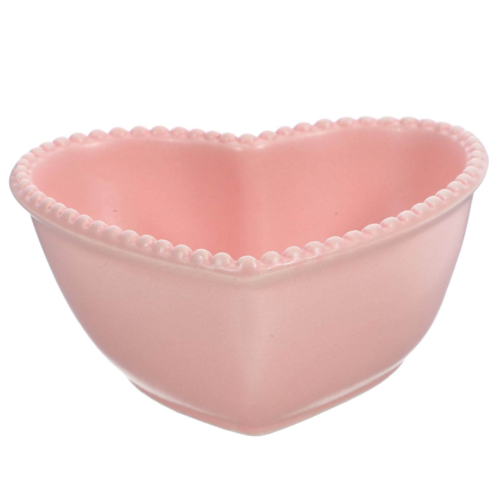PACKOVE Heart Dinner Bowl Heart Shaped Bowl Ceramic Salad Bowl Ceramic Serving Bowl Pink Porcelain Bowls for Appetizer Sauce Dessert