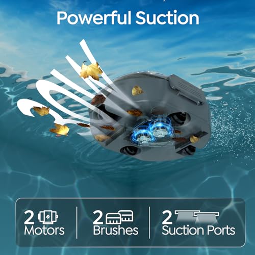 Cordless Robotic Pool Cleaner S2 with 90-Min Runtime, Slate Gray | Dual-Layer Filtration, Powerful Motors, Pool Vacuum for Above-Ground, Efficient Debris Removal, Auto-Parking Design, IPX8