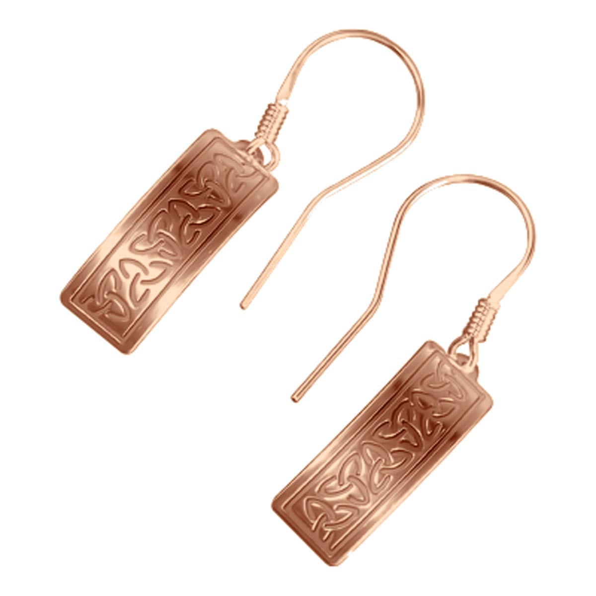 GWG Jewellery Earrings 18K Rose Gold Coated Sterling Silver Rectangular Celtic Trinity Knots in Gift Box for Women