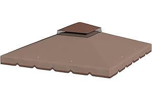 Outsunny 10' x 10' Gazebo Canopy Replacement, Double-Tier Outdoor Gazebo Cover Top Roof with Drainage Holes for 9.8' x 9.8' F