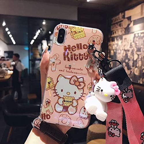 Twinlight for iPhone Xs Max Bling Hello Kitty case, Cute Kitty Soft Phone Back Cover for iPhone XR XS X 8 7 + Toy Stander +2Straps (Style2, for iPhone Xs Max)