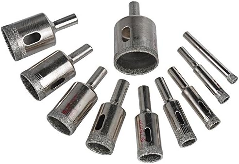 Drill Warehouse Diamond Drill Bit Set Glass Hole Saw Pack of 10 Size 6mm 8mm 10mm 12mm 15mm 16mm 18mm 20mm 22mm 30mm