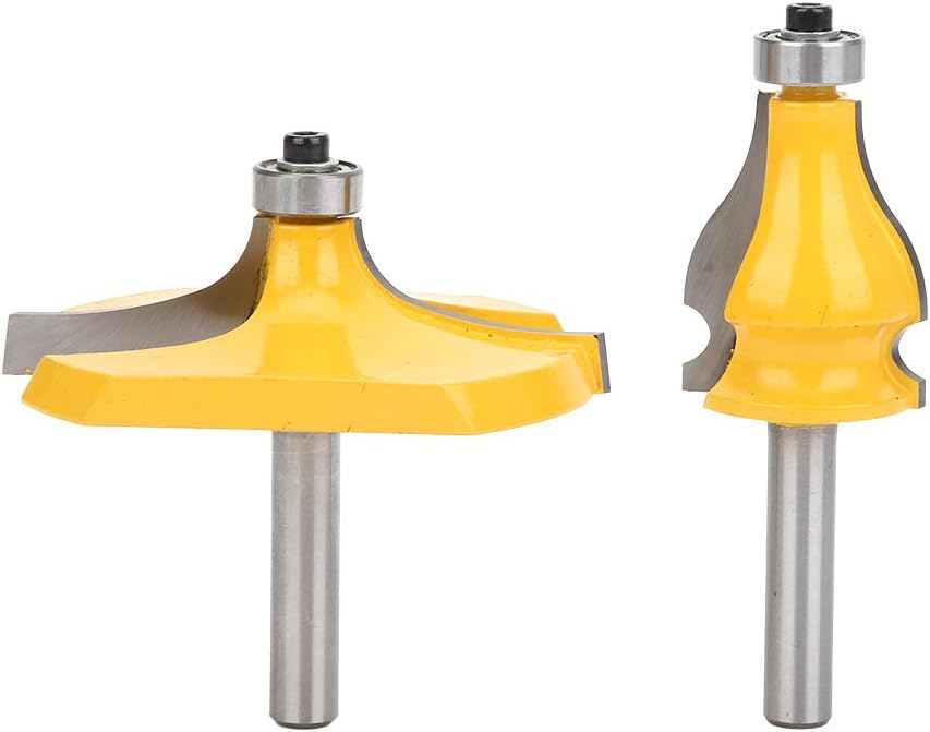 2Pcs Router Bit,8mm Shank Handrail and Table Edge Router Bit Set Woodworking Milling Cutter with Bearing, milling cutter