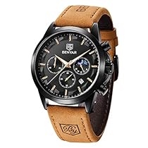 BENYAR Reloj de Pulsera Hombre de Negocios | Reloj de Cuarzo analógico Chronographe en Acero Inoxidable 30M Resistente al Agua y a los arañazos