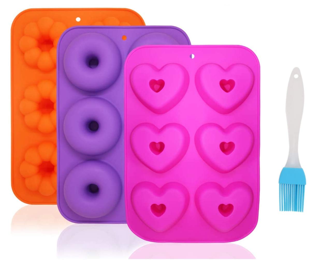 Kaishuai - Donut Mould Silicone Pastry Mould-Silicone Donut Moulds - Non-Stick Doughnut Mould - Silicone Cake Cookie Trays