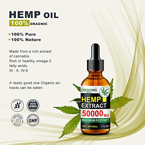 Envisha Hemp Oil for Pain & Stress Relief 50000mg of Organic Hemp