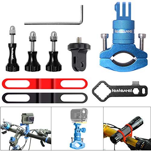 8in1 Aluminum Alloy 360° Roatary Action Camera Bike Motorcycle Handlebar Clamp Mount Kit Motion Sports Camcorder BMX Bicycle Seatpost Pole Holder Compatible with GoPro Sony Akaso-Blue - Thumbnail 7