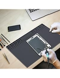 Alfombrilla de soldar grande resistente al calor 932F con tamaño 15.9?x 12?, alfombrilla portátil de silicona de reparación electrónica de aislamiento de calor para iPhone, iPad, ordenador placa de circuito