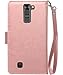 BENTOBEN LG K7 Case, LG Tribute 5 Wallet Case Secure Up and Down Flip Design Credit Card Slots Cash Holder Nickel Plated Press Stud Wrist Strap Magnetic Snap Closure,Rose Gold