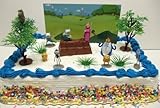Adventure Time and Regular Show Birthday Cake Topper Set Featuring Finn, Jake, Princess Bubblegum, Ice King and Various Themed Accessories - Cake Topper Set Includes All Items Shown