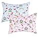 IBraFashion Toddler Pillowcases for Girls 14x19 for 13x18, 12x16 Pillow 100% Cotton Unicorns and Castles 2 Packs (Blue and Pink)