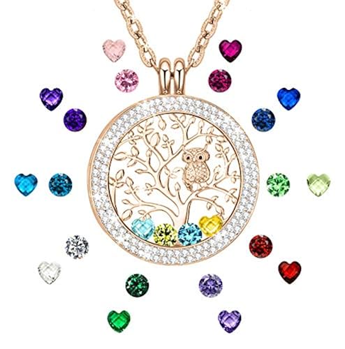 CHICNOW Family Tree of Life Birthstone Christmas Necklaces for