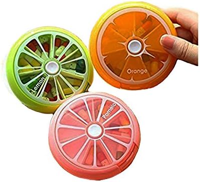 3 Pcs Cute Fruit Style Travel Portable 7 Slot Vitamin Medicine Pill Box Case Holder Organizer Container