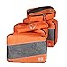 5pc Packing Cubes Set Large Travel Luggage Organizer 4 Cubes 1 Laundry Pouch Bag (Orange)