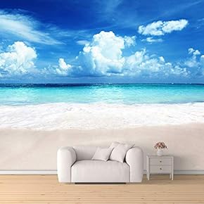 Wall Mural Romantic Beach Removable Wallpaper Wall Sticker for Bedroom Living Room - 66x96 inches