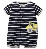 Carters Baby Boys 1-piece Appliqué Snap-up Cotton Romper (3 Months, Navy Truck)