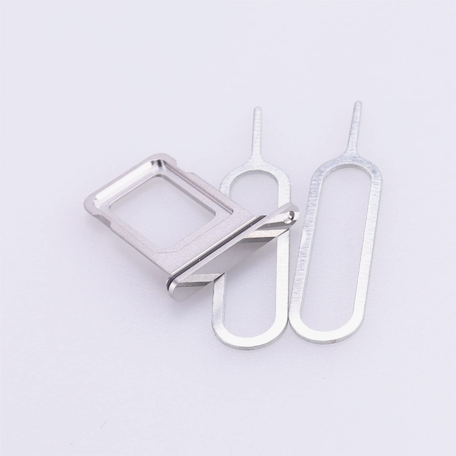 For iPhone 13/13 Pro Max SIM Card Tray Slot Holder Replacement, (Single Card Version) with Waterproof Rubber Seal Ring + SIM Card Tray Open Eject Pin Silver