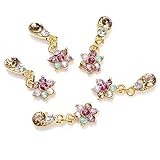 Rain Queen Alloy Gold Flower 3D Nail Art Pendant Carve Rhinestones DIY Decorations Chains Dangle 5pcs