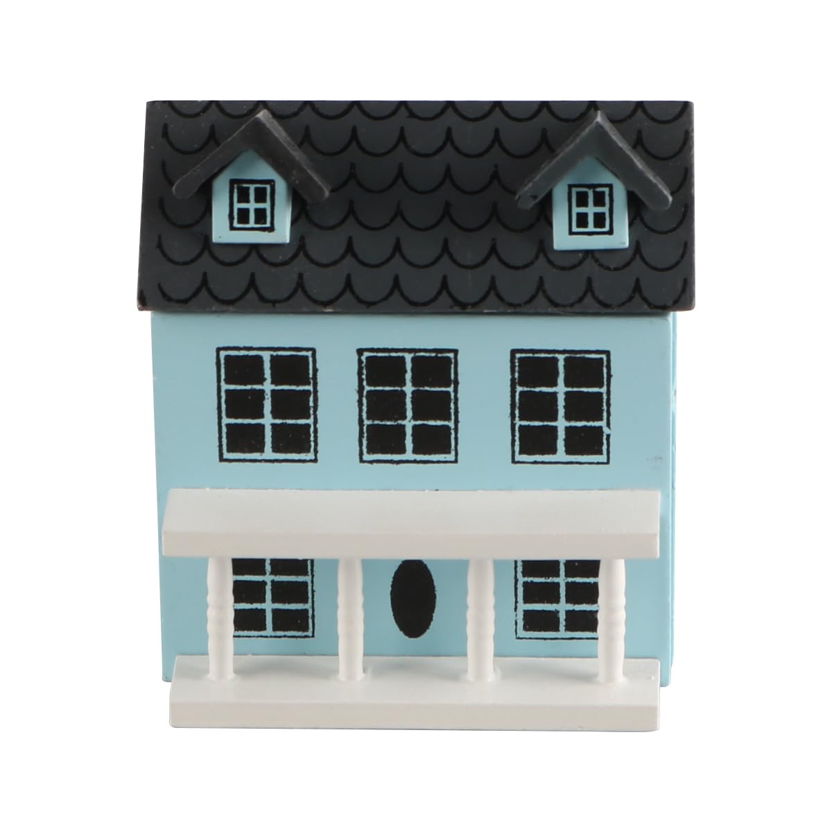 FONGKNOX Miniature House Kit Mini Village Houses Model DIY Mini Villa Doll House Craft Model Wooden Dollhouse Blue