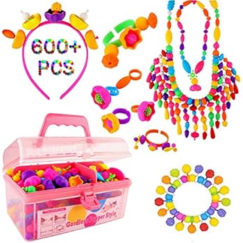 Vickid Pop Beads, Arts and Crafts for Kids Girls Age3,4,5,6,7,8,9-Best Birthday Toy,DIY for Kids-Bracelet Necklace Ring Jewelry Making Kit,Friendship Bracelets Maker(580pcs)