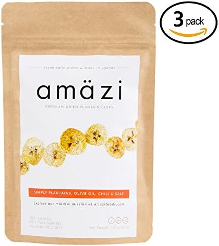 Amazi Premium Dried Plantain Chips - 3 Pack (Olive Oil, Chili &amp; Salt)