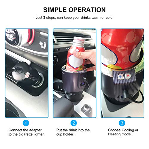 KEYNICE 2-in-1 Smart Car Cup Warmer and Cooler, Smart Cup Mug Holder, 12V Electric Coffee Warmer with Temperature Display, Keep Beverage Cool and Warm Fits in Commuter Traveler Road Tripper