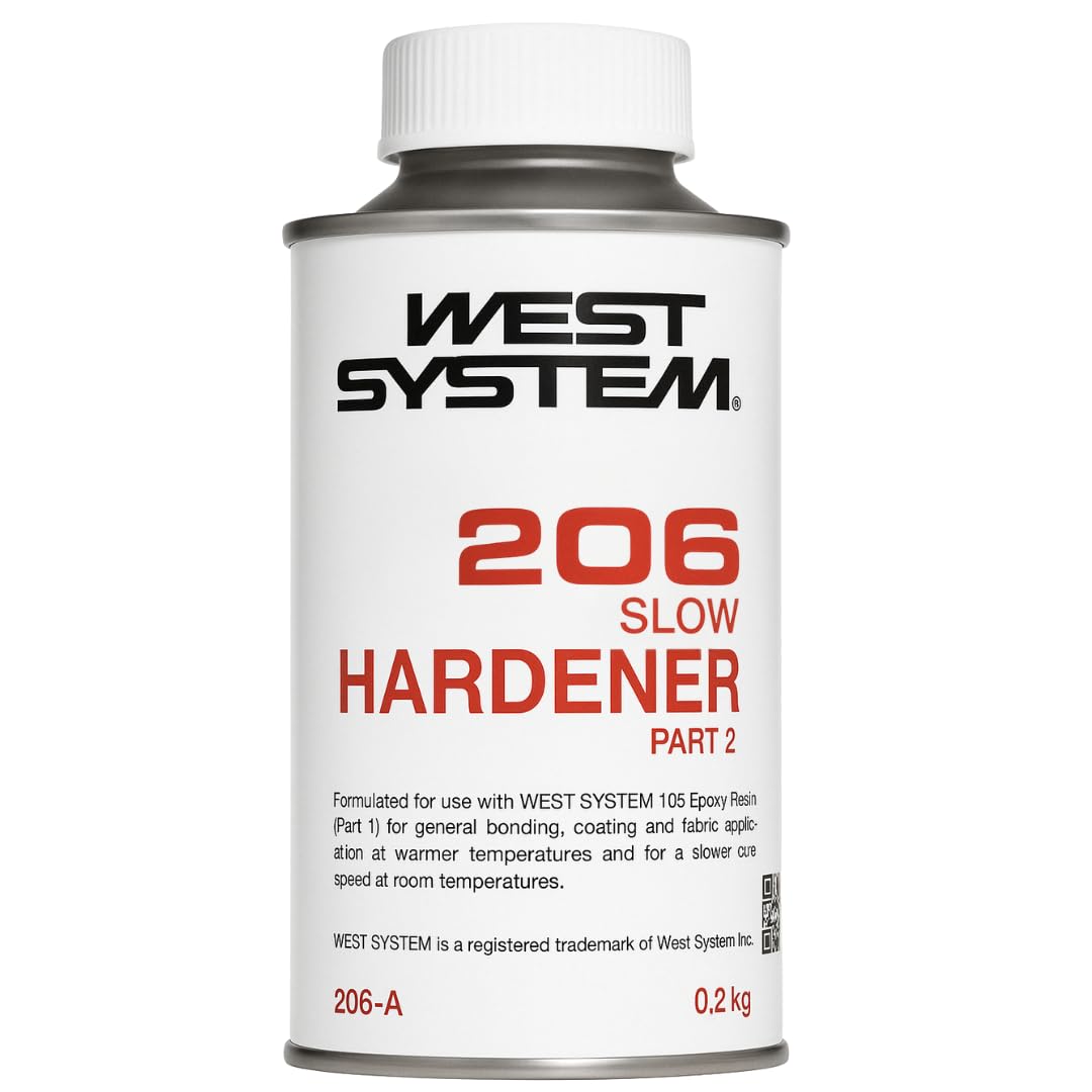 WEST SYSTEM 206 Slow Hardener 200ml - Use with WEST SYSTEM 105 Epoxy Resin for Fibreglass & Wood, Metal, Glass Repair - Pair with Filler & Mixer Accessories - Ideal for Marine, & DIY Applications