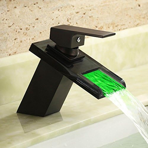 TougMoo Temperature Controll Led Glass Waterfall Basin Mixer Black Wash Water Faucet Taps Color Change By The Water Temperature 4072