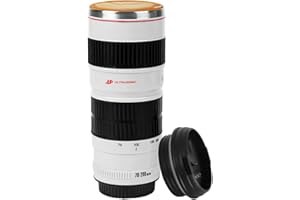 Sequpr Camera Lens Coffee Mug-14.8oz，Stainless Steel Camera Lens Cup，Camera Lens Mug for Photographers Men Women Birthday Gifts