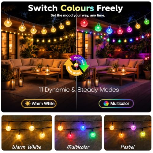 Zorela Solar Garden Lights Outdoor, 50 LED Colour Change Solar String Lights Waterproof, 7M/23Ft Garden Fairy Lights Solar Powered 11 Light Modes for Patio Yard Balcony Christmas Parties Wedding