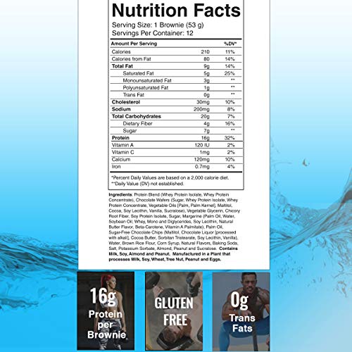 RSP Protein Brownie (12 pk) - 16g of Whey Protein & Gluten Free, Delicious On-The-Go Healthy Snack - Soft Baked Brownie & High Protein Snack, Chocolate Chip Cookie Dough