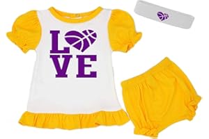 PandoraTees Love Basketball Baby Girl Outfit, Basketball Baby Gift set