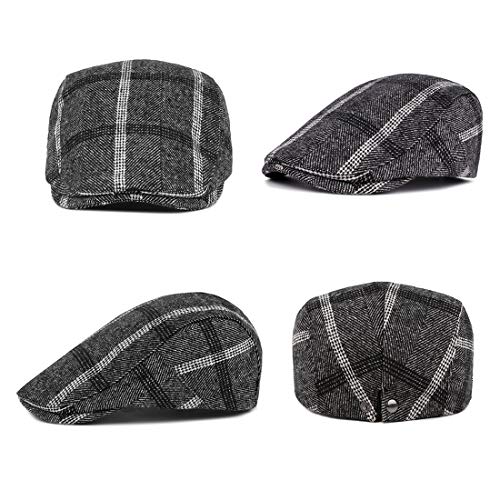 Ziyoot Men's 1920s Accessories Gatsby Gangster Costume Set Gangster Beret Y-Back Suspender (04 Black White)