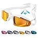 Unisex Adult Swim Goggles, No Leaking Anti-Fog UV Protection Professional Swimming Goggles For Youth Men and Women, Mirroed Lens And Wide Large Frame