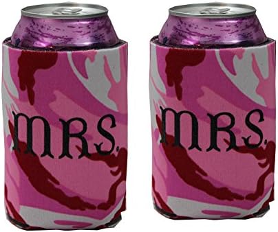 Mrs. &amp; Mrs. Can Cooler, Set of 2 (Pink Camouflage)